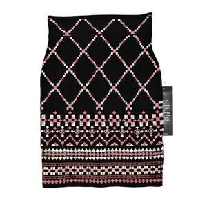 NWT BCBG MAXAZRIA Black Combo Jacquard Knit Pencil Pavel Skirt Sz XXS $198